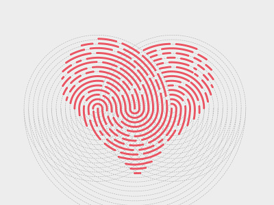 Heart Fingerprint circular design finger fingerprint graphic grid heart line