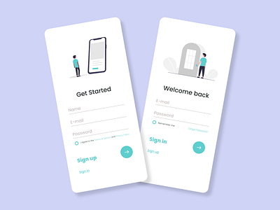 Simple UI Design - Sign in and Sign up Screen design illustration mobile app mobile design sign in sign up simple design ui uidesign uidesigner uiux uiuxdesign