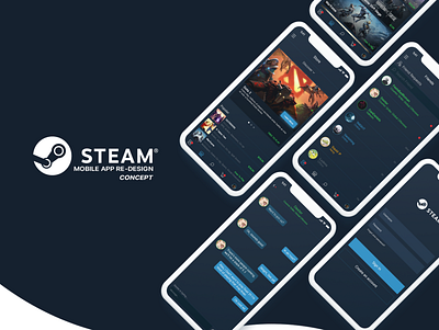 Steam Mobile App re-design Concept branding creative design dribbble graphic ui user experience user interface design userinterface webdesign