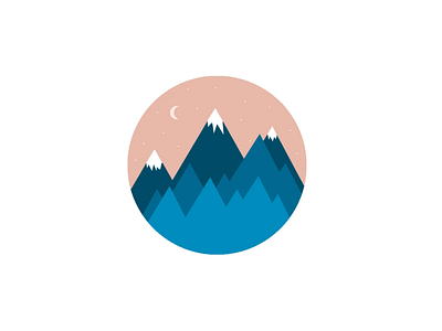 Mountains and the moon design graphic design illustration