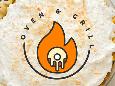 Oven & Grill catering donut doughnut fire flame food logo