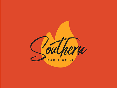 Southern Bar & Grill bar fire flame food grill meat orange southern