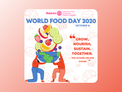 International Food Day 2020 illustration inforgraphics posters volunteering