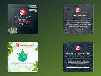 Singhe Metal Crushers branding canva design facebook inforgraphics instgram posters social media manager social media marketing