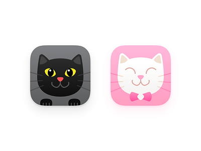 Kitty Faces black bowtie cat face icons ios mascot pink white