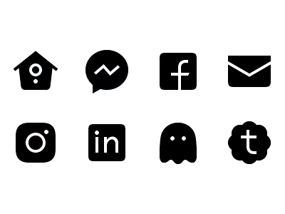 Contact Icons black e mail facebook icons instagram linkedin messenger pictograms snapchat social tumblr twitter