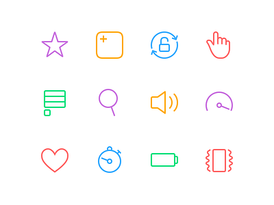 Chars 2 Features battery chars hand haptic heart icons ios lock pictograms search speaker timer
