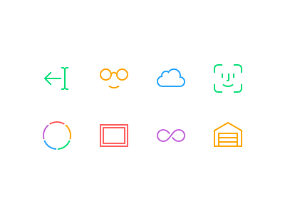 Chars 2 Extra Features chars cloud colors cursor faceid frame garage glasses icons infinity ios pictograms
