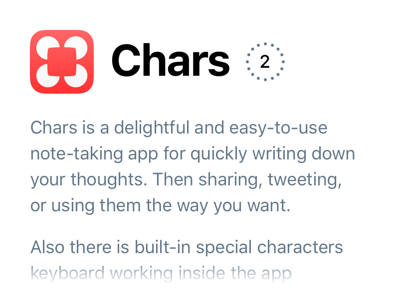 Chars 2 Intro black red text icons website chars