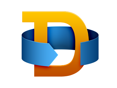 Letter “D” blue gradients lettering orange