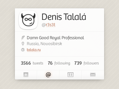 Twitter Widget badge brown buttons clean clear interface profile twitter typography ui white widget