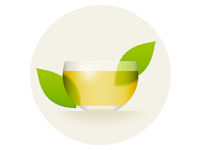 Tea clean cup glass green icons leaf tea vector yellow