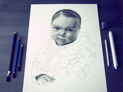 Cute Little Shit baby cute drawing george nova graphite illustration paper pencil sketch