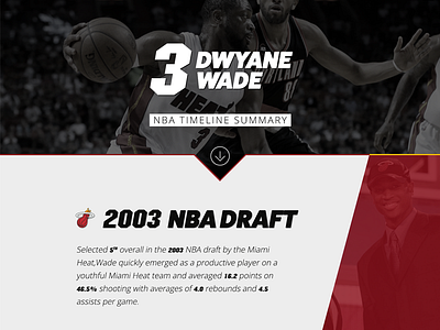 Dwyane Wade - NBA Timeline Summary basketball d wade dwyane wade heat miami miami heat nba ux wade web web design