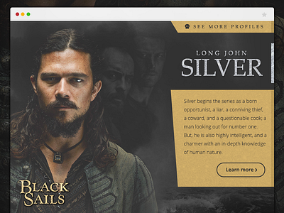 Long John Silver black sails fanart long john silver profile ui ux web widget