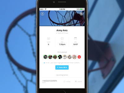 Basketball Team app concept