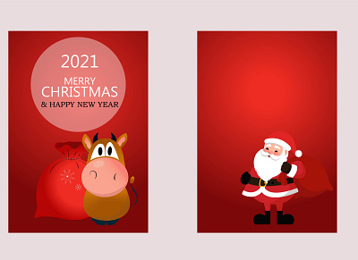 New year santa bull 2021 bull christmas illustration new year santa vector