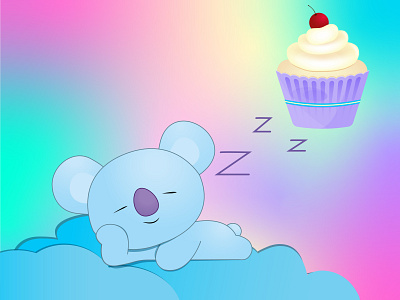 Dreaming cake cupcake design dream dreaming illustration koala koya vector
