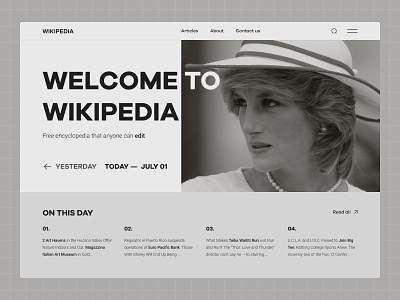 Wikipedia Concept 2022 art concept creative design font inspiration light theme magazine minimal minimalism news redesign typography uidesign web wikipedia