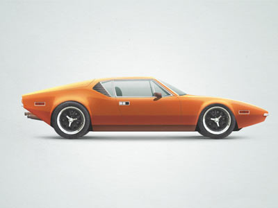 De Tomaso Pantera car illustration orange vintage