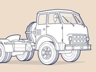Soviet truck freight illustration lines technical truck