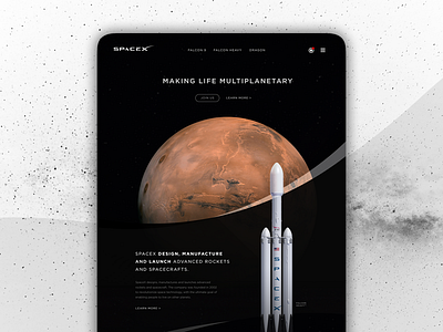Spacex Web UI Concept concept design mars moon rockets space spacex ui website