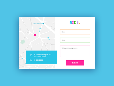 Daily UI 028 - Contact us branding color palette colorful contact contact form contact us daily ui dailyui design logo map typography ui uidesign userinterface ux ux design