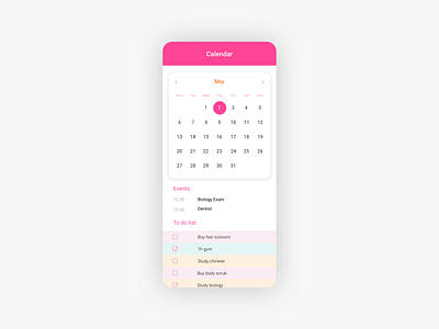 Daily UI 038 - Calendar app app design calendar dailyui design events minimal todolist ui uidesign userinterface ux uxdesign uxui