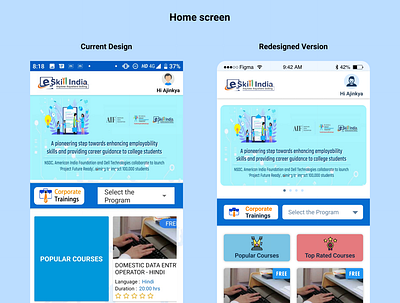 E-skill India : UI redesign android design figma india interface redesign ui visual