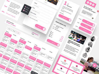 Website elements for a yoga studio 🧘 form icon makeevaflchallenge makeevaflchallenge4 pink schedule selling page timetable ui ui design ui kit web web design workout yoga yoga studio