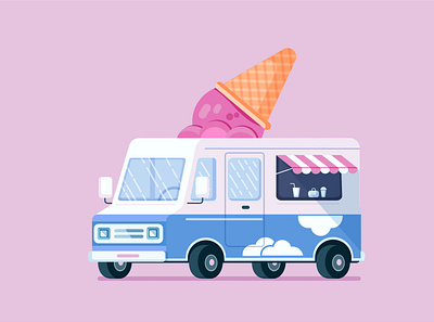 Sweet van adobe illustrator art candy car graphic design ice cream illustration summer van vector
