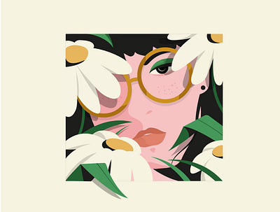 March 2d adobe illustrator beautiful characterdesign face flowers girl portrait spring vectorart vectorillustration woman