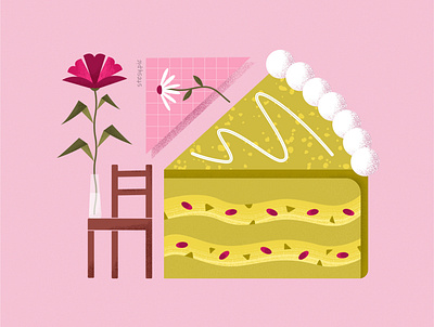 Cake adobe illustrator cake digitaldrawing flowers food illustration vectorart vectorillustration