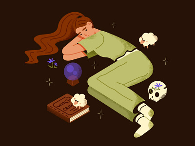 Being a witch adobe illustrator art cartoon characterdesign digital dream girl illustration sleep vector vectorart witch witchcraft woman