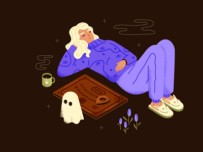 Being a witch part 2 adobe illustrator cartoon character design facetober girl halloween isometric sleeping spooky vector vectorart witch witchcraft woman