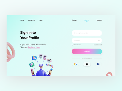Sign In Concept daily design gradient home page landing login login page sign up signup ui ux web website