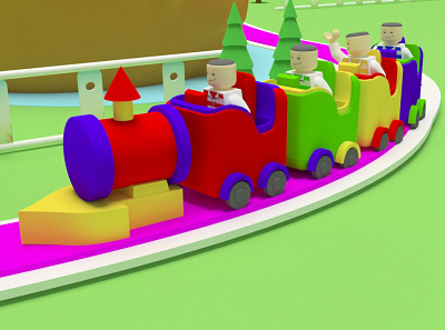 3D Kids Train Environment animation branding design graphic design illustration illustrator minimal vector web website