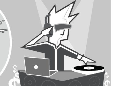 DJ sketch cartoon club dance dj illustration turntable