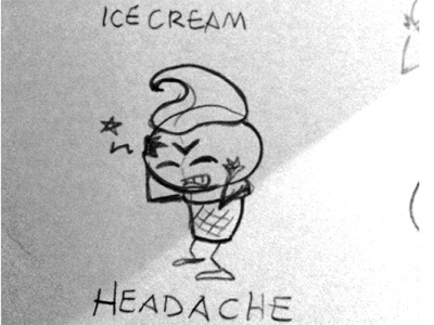 Ice Cream Headache Sketch cartoon comics humor illustration sketch