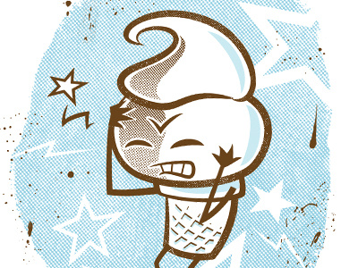 Ice Cream Headache- color seps cartoon comics halftone ice cream summer