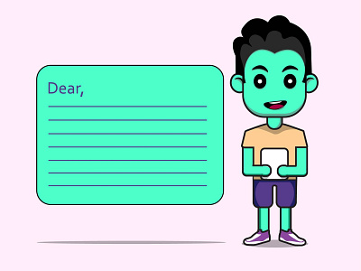 character holding letter