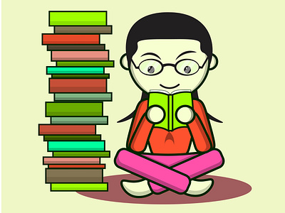 Reading is fun 2021 art books branding cartoon character cute design editable education illustration learn library logo marketing reading study vector web