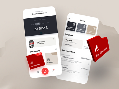 Rosbank App app design bank finance investments minimal mobile app money red