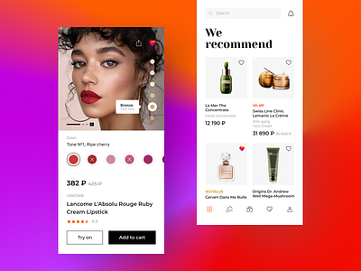 Rive Gauche | Your Style application beauty cosmetic ecommerce gradient interface mobile app shop ui ux