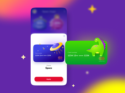 Family Bank | Cards app application bank bright business card colorful credit design dino dinosaur family illustration kids mild mobile app money ufo ui ux