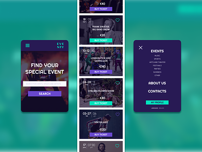 Events App app buy concert design event event app event ticketing festival mobile app mobile design music ptototype search tickets ui uiux ux