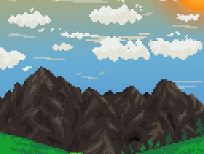 Mount Skai design illustration mountain nature art pixel art sunset