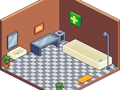 Iso-Pixel Art Bathroom