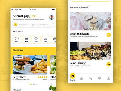 Food Order Home Screen iphone landing page mobile ui ux