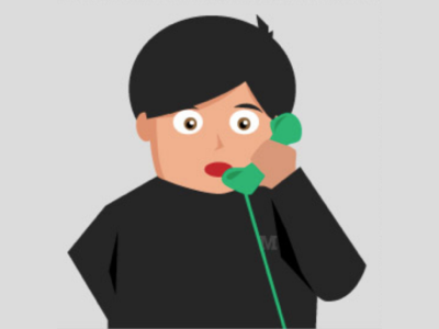 Momo on the Phone illustration vector
